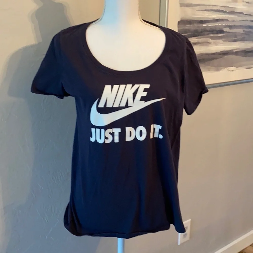 NIKE Blue JUST DO IT w swoosh in white SZ XL